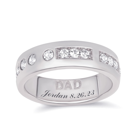 Morse Code DAD Ring (1 Stone and Line)