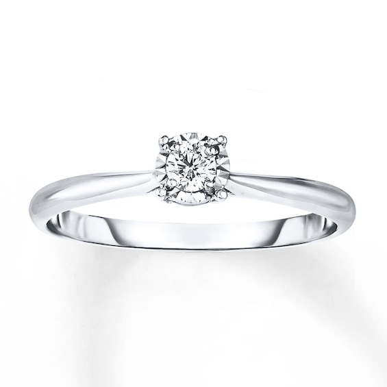 Round-Cut Diamond Solitaire Promise Ring 1/15 ct 10K White Gold