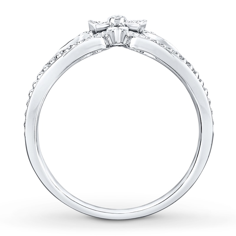 Main Image 2 of Cross Ring 1/20 ct tw Diamonds 10K White Gold