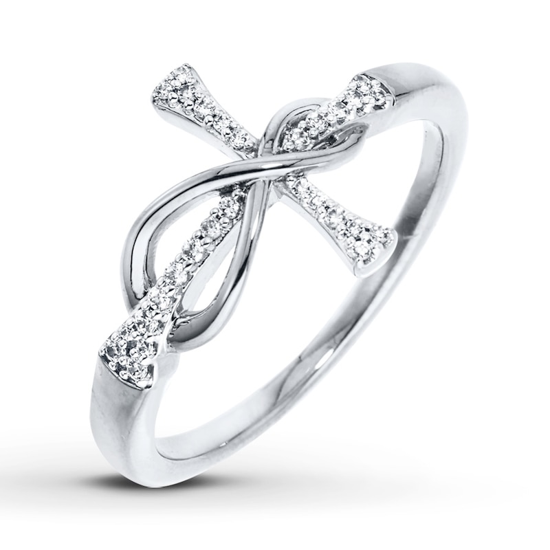 Infinity Cross Ring 1/10 ct tw Diamonds 10K White Gold