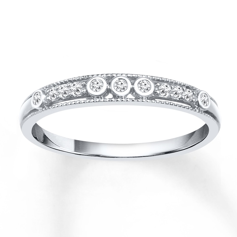 Stackable Diamond Ring 1/10 ct tw Round-cut 10K White Gold