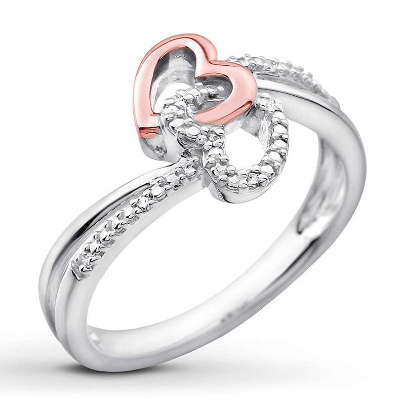 Main Image 4 of Diamond Heart Ring Sterling Silver & 10K Rose Gold