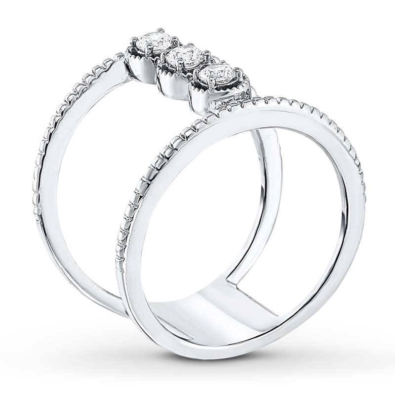 Main Image 2 of Diamond North-South Ring 1/4 ct tw Round-cut 10K White Gold