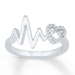 Heartbeat Ring 1/20 ct tw Diamonds Sterling Silver