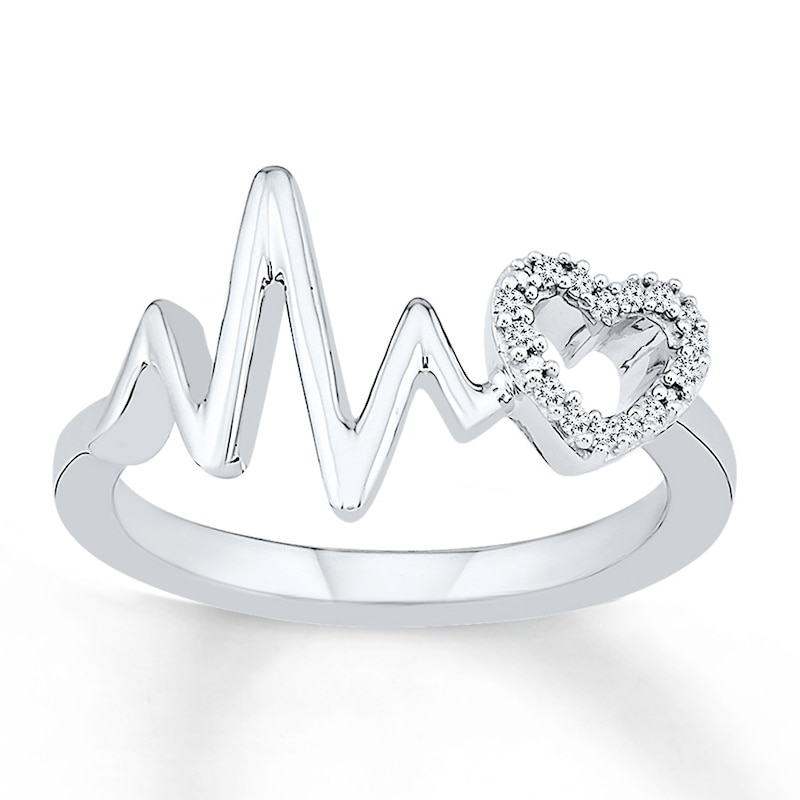 Main Image 1 of Heartbeat Ring 1/20 ct tw Diamonds Sterling Silver