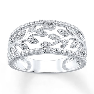 Diamond Leaf Ring 1/10 ct tw Round-cut 10K White Gold | Kay
