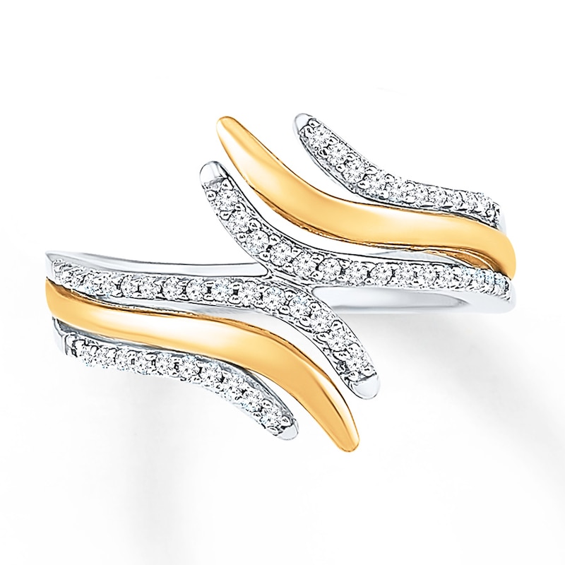 Diamond Ring 1/4 ct tw Round-cut Sterling Silver & 10K Yellow Gold