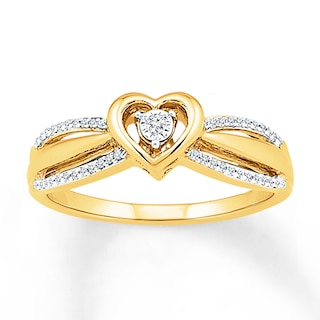 Diamond Heart Ring 1/8 ct tw Round-cut 10K Yellow Gold | Kay