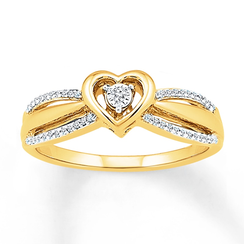 Main Image 1 of Diamond Heart Ring 1/8 ct tw Round-cut 10K Yellow Gold