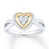 Thumbnail Image 1 of Diamond Heart Ring Sterling Silver & 10K Yellow Gold