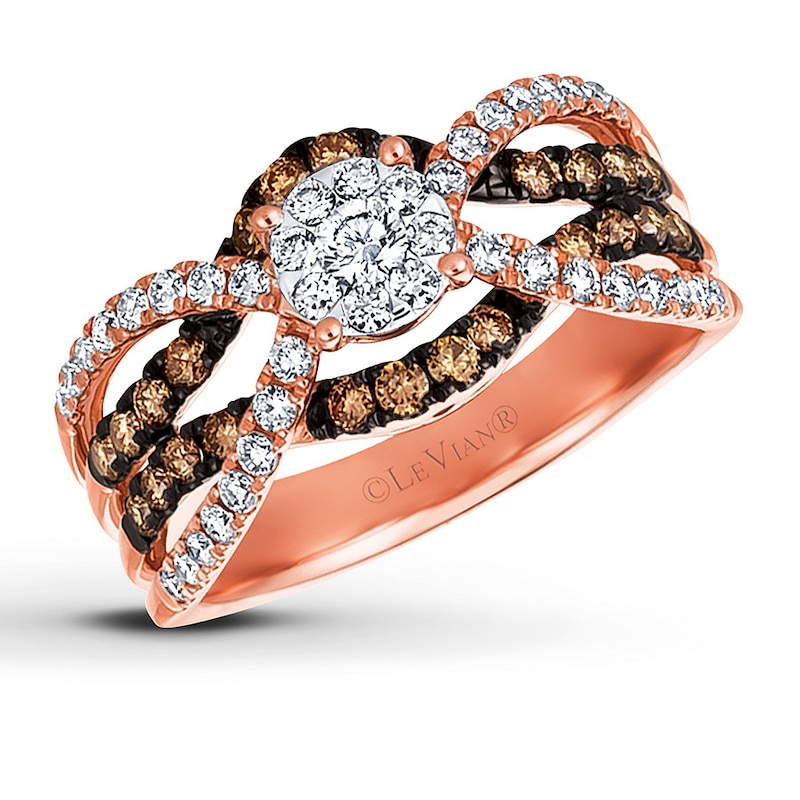 Le Vian Chocolate Diamond Ring 3/4 ct tw 14K Strawberry Gold