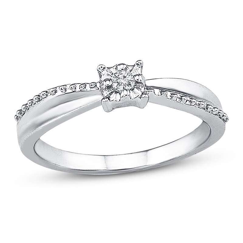 Main Image 1 of Diamond Accent Sculpted Promise Ring Sterling Silver