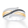 Thumbnail Image 0 of Black & White Diamond Ring 1/3 ct tw Sterling Silver & 10K Yellow Gold
