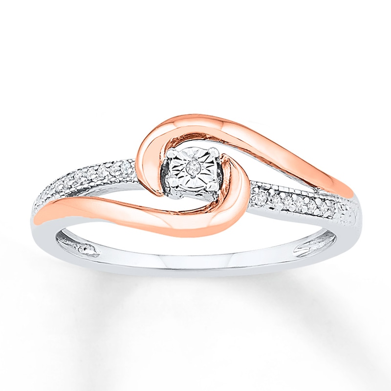 Main Image 1 of Diamond Ring Sterling Silver & 10K Rose Gold