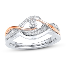 Diamond Swirls Promise Ring 1/5 ct tw Sterling Silver & 10K Rose Gold