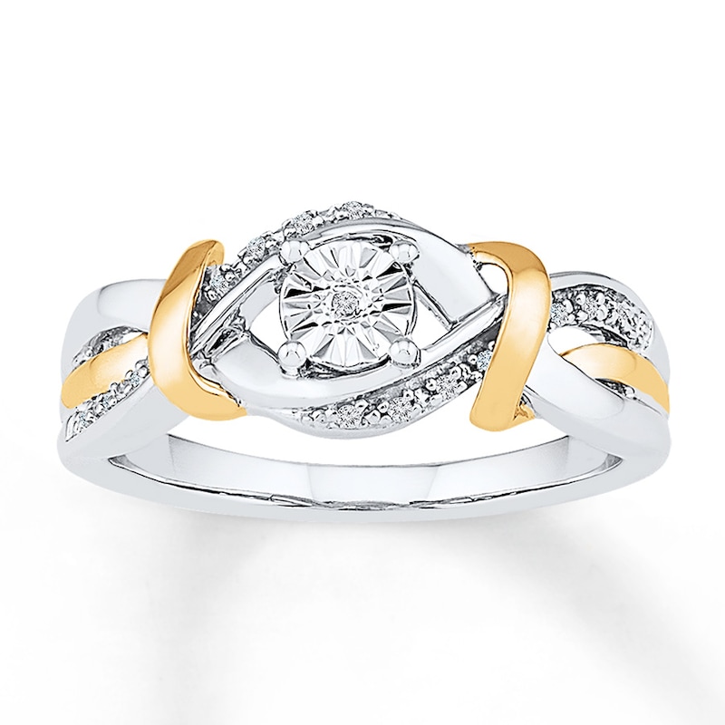 Diamond Ring Sterling Silver/10K Yellow Gold