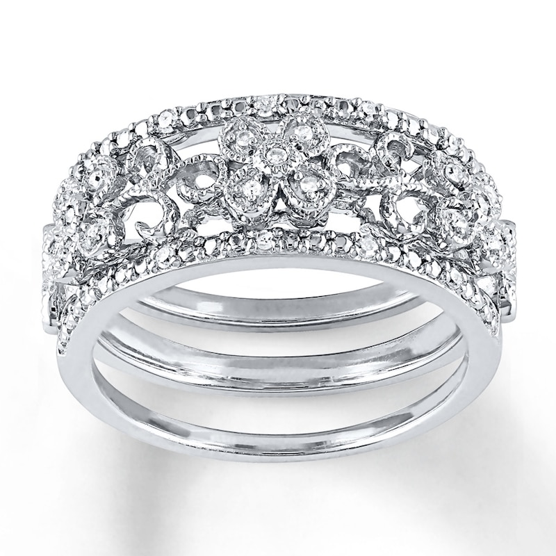 Main Image 1 of Diamond Ring 1/10 ct tw Round-cut Sterling Silver