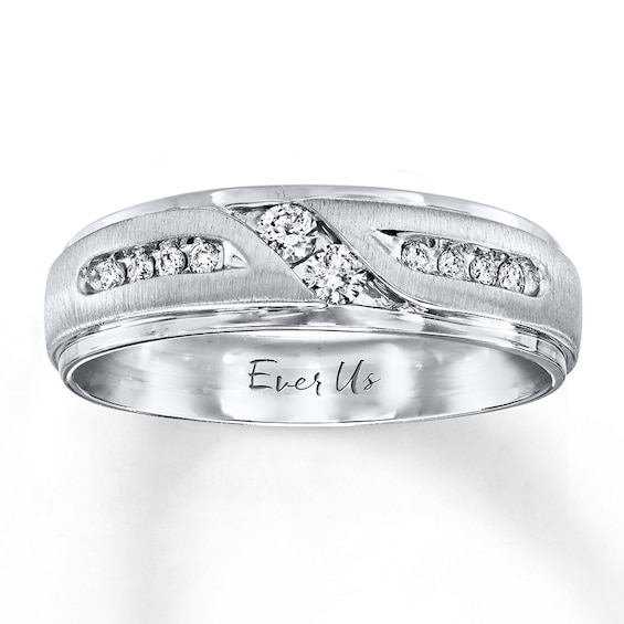 Ever Us Men's Two-Stone Ring 1/4 ct tw Diamonds 14K White Gold