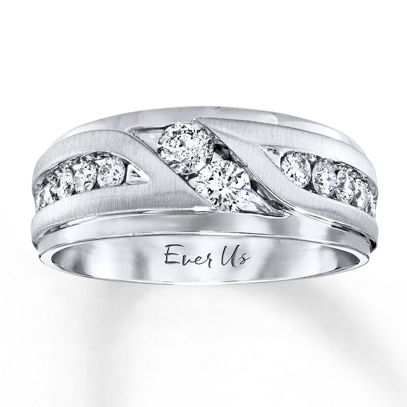 Main Image 1 of Ever Us Men's Two-Stone Ring 1 ct tw Diamonds 14K White Gold