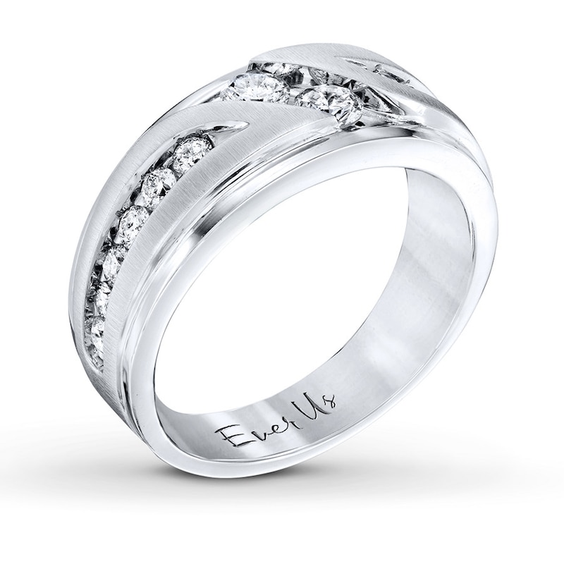 Main Image 2 of Ever Us Men's Two-Stone Ring 1 ct tw Diamonds 14K White Gold