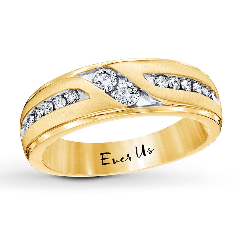 Ever Us Men's Two-Stone Ring 1/2 ct tw Diamonds 14K Yellow Gold