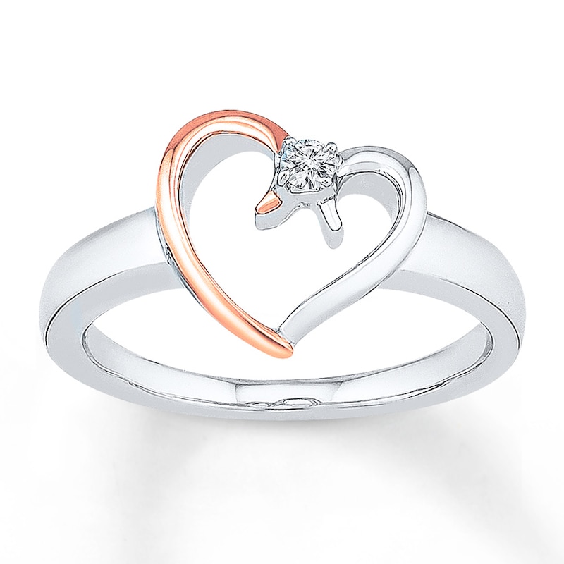 Main Image 1 of Heart Ring 1/20 ct Diamond Sterling Silver & 10K Rose Gold