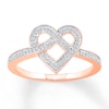 Diamond Heart Ring 1/10 ct tw Round-cut 10K Rose Gold