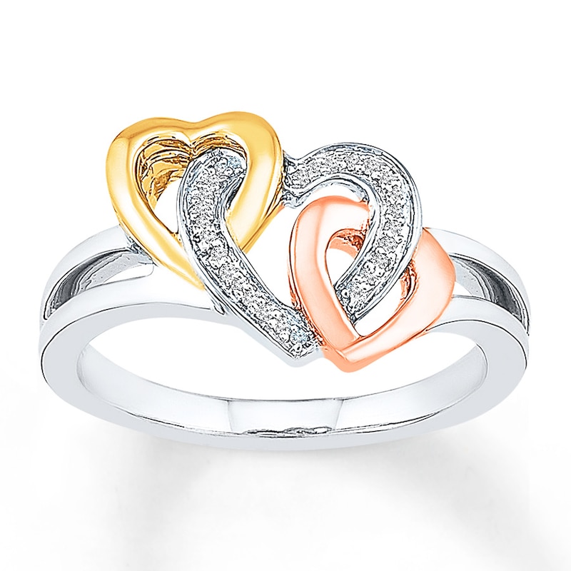 Main Image 1 of Heart Ring 1/20 cttw Diamonds Sterling Silver & 10K Two-Tone Gold