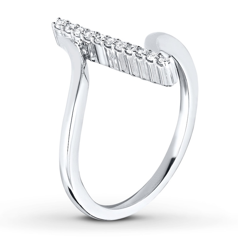 Main Image 2 of Diamond North-South Ring 1/10 ct tw Round-cut 10K White Gold