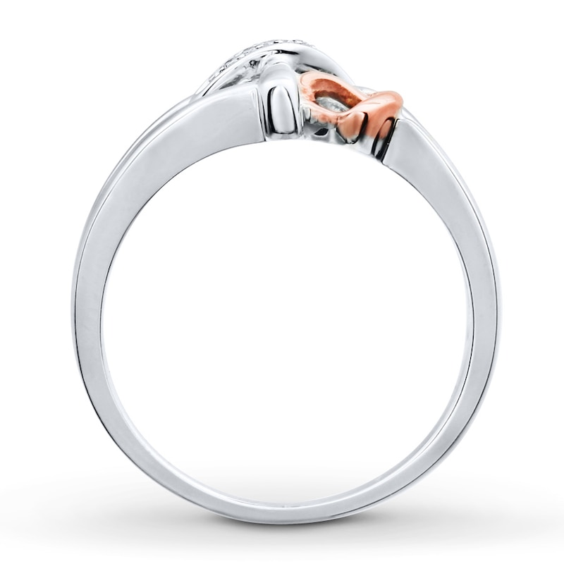 Main Image 2 of Diamond Cross Ring Sterling Silver & 10K Rose Gold