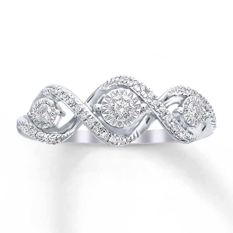 Diamond Ring 1/5 ct tw Round-cut 10K White Gold