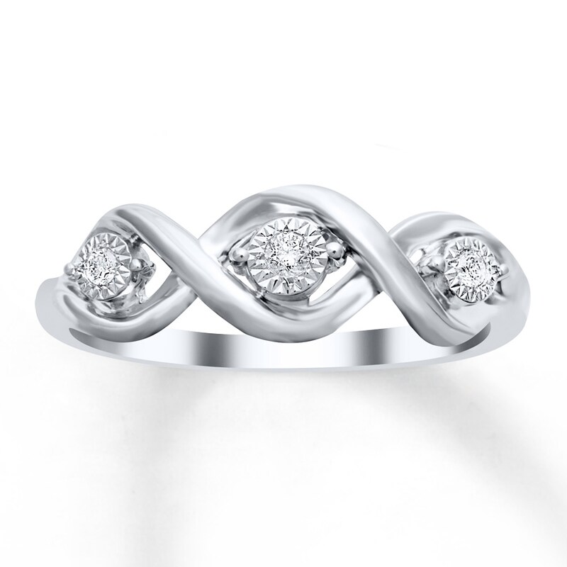 Three-Stone Diamond Ring 1/20 ct tw Round-cut Sterling Silver