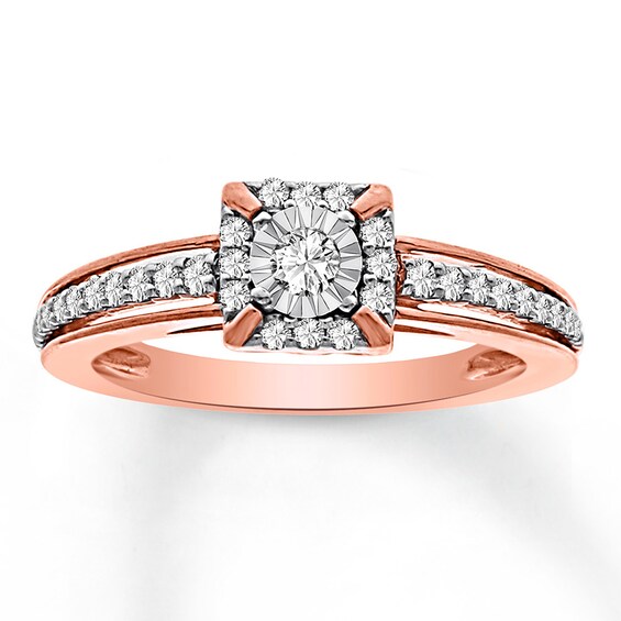 Diamond Ring 1/4 ct tw Round-cut 10K Rose Gold