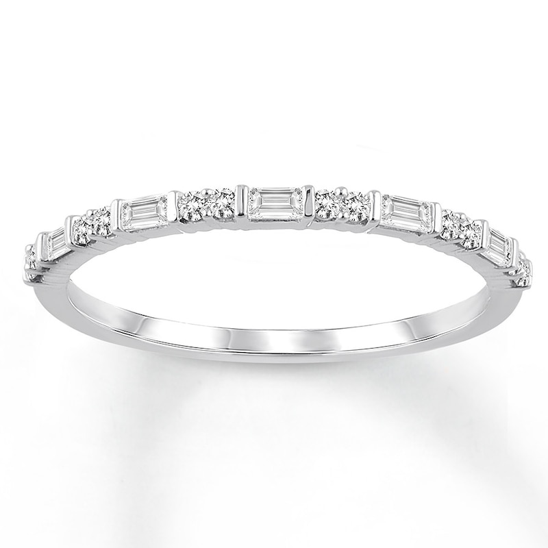 Main Image 1 of Now + Forever Diamond Anniversary Band 1/5 cttw Baguette/Round 10K White Gold