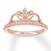Emmy London Diamond Tiara Ring 1/5 cttw Round-cut 10K Rose Gold