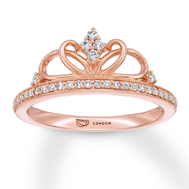 Main Image 1 of Emmy London Diamond Tiara Ring 1/5 cttw Round-cut 10K Rose Gold