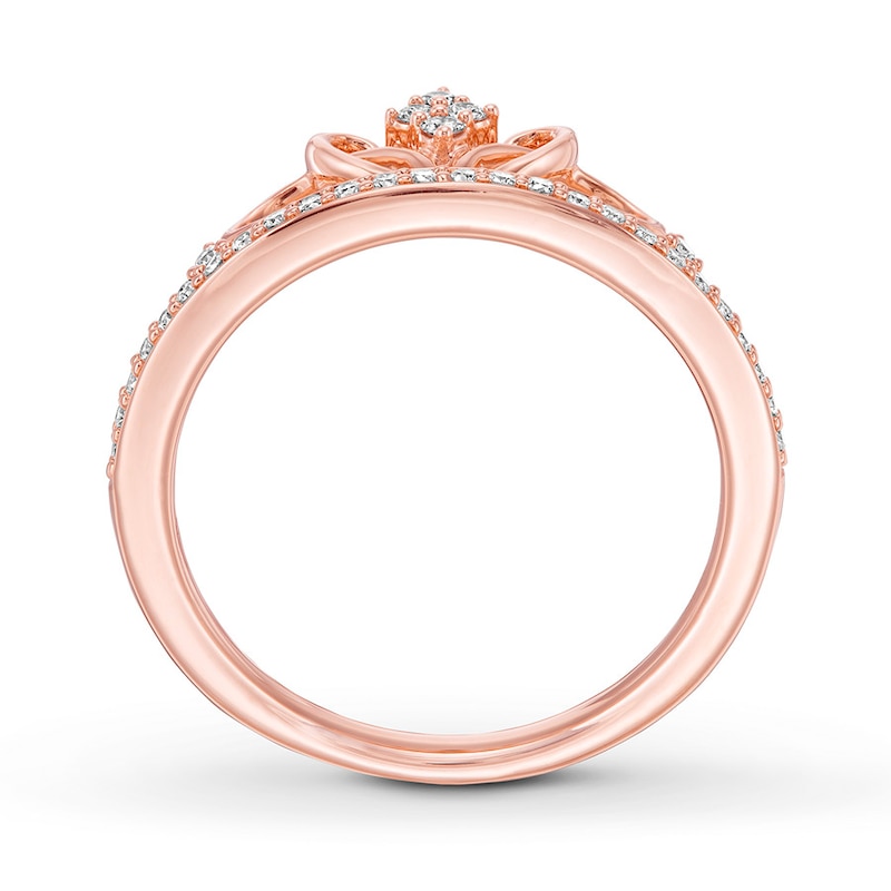 Emmy London Diamond Tiara Ring 1/5 cttw Round-cut 10K Rose Gold