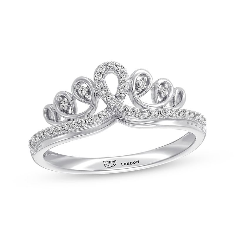 Emmy London Tiara Ring 1/6 ct tw Diamonds Sterling Silver with 360