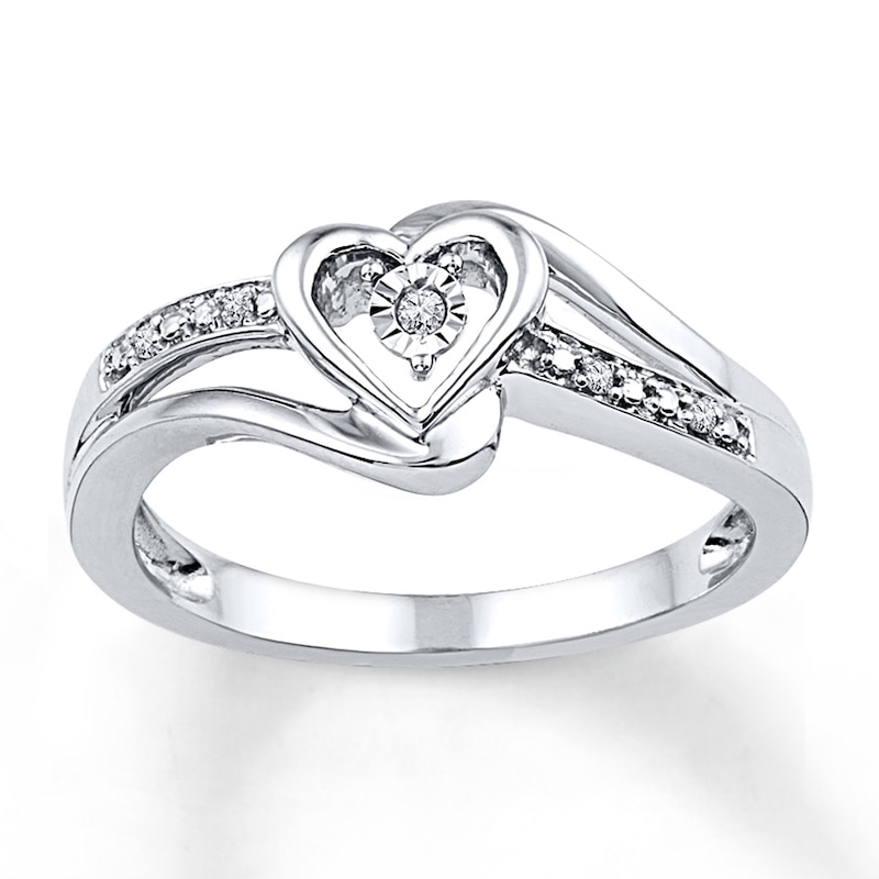 Heart Shaped Diamond Promise Ring / Diamond Accent Heart Promise Ring ...