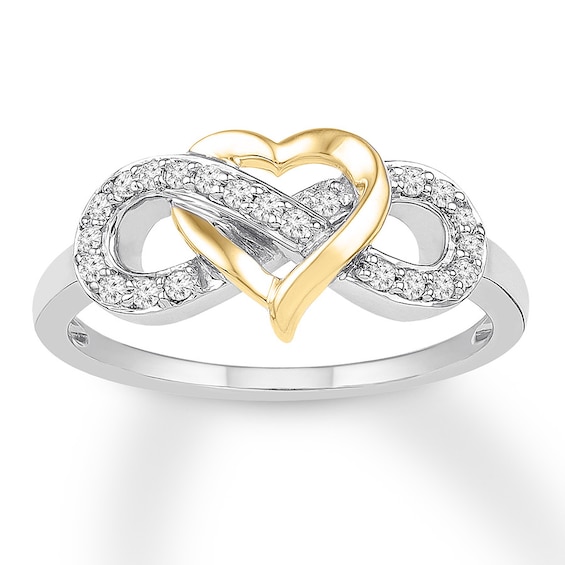 Diamond Heart & Infinity Ring 1/6 ctw 10K Two-Tone Gold