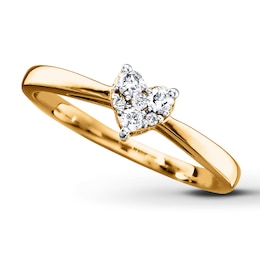 Diamond Heart Ring 1/8 ct tw Round-cut 10K Yellow Gold