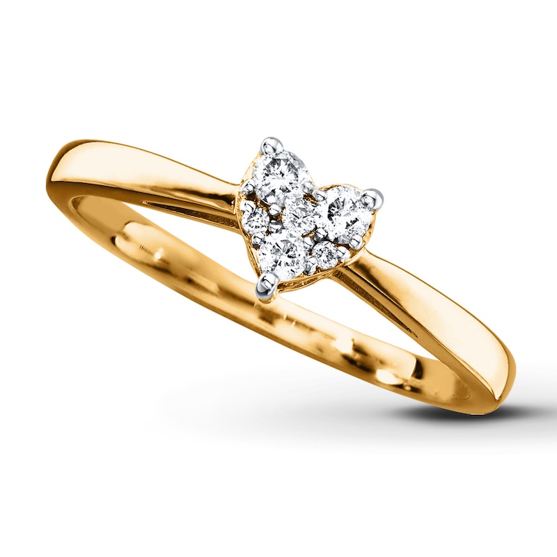Main Image 1 of Diamond Heart Ring 1/8 ct tw Round-cut 10K Yellow Gold