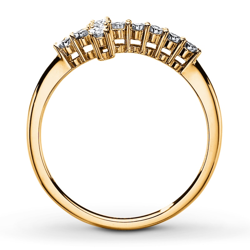 Diamond Cross Ring 10K Yellow Gold