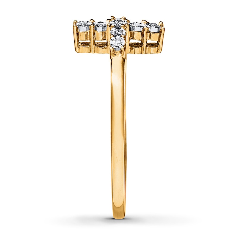 Main Image 3 of Diamond Cross Ring 10K Yellow Gold
