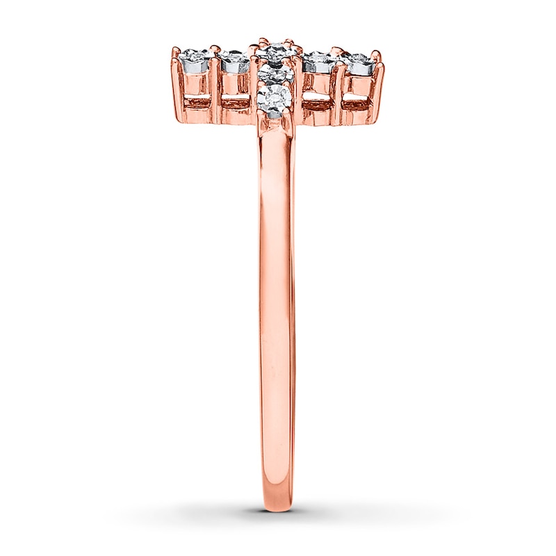 Diamond Cross Ring 10K Rose Gold