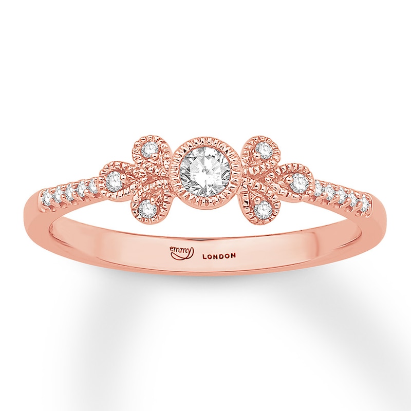 Emmy London Diamond Ring 1/6 ct tw Round-cut 10K Rose Gold