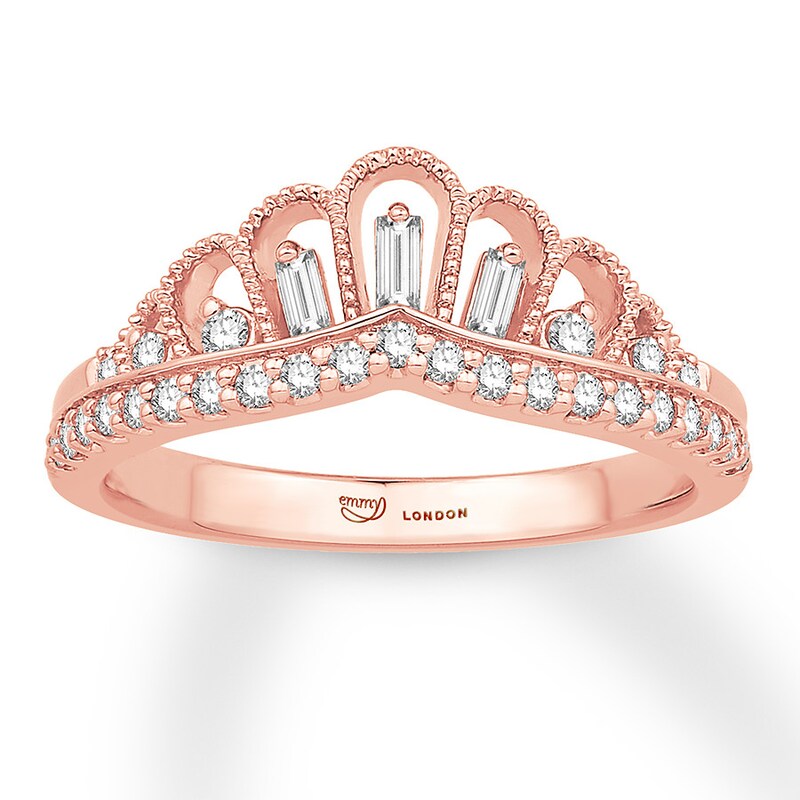 Emmy London Diamond Crown Ring 1/3 ct tw 10K Rose Gold with 360