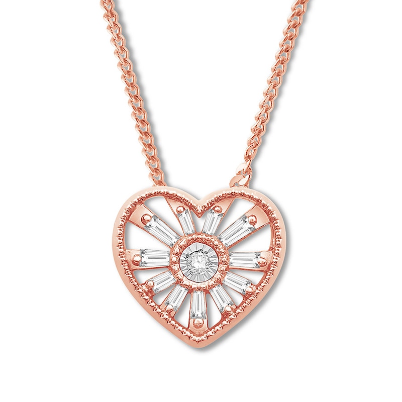 Emmy London Diamond Heart Necklace 1/8 ct tw 10K Rose Gold