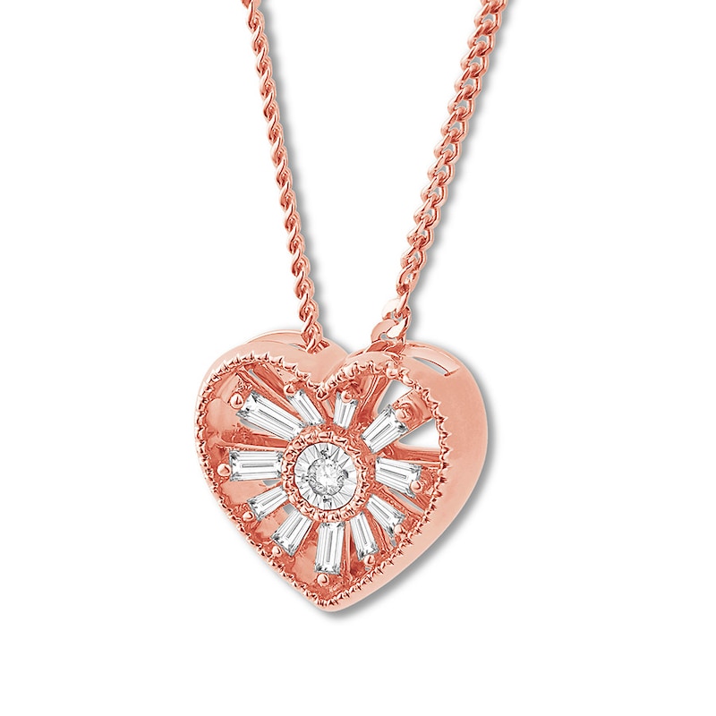 Emmy London Diamond Heart Necklace 1/8 ct tw 10K Rose Gold