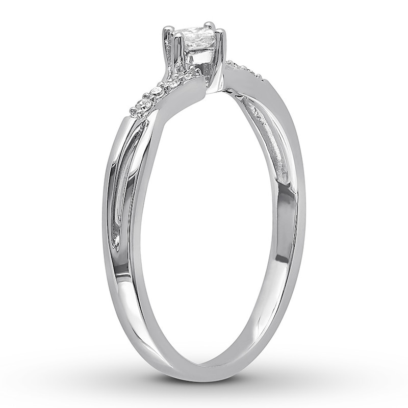 Main Image 2 of Diamond Ring 1/8 ct tw Princess & Round 10K White Gold